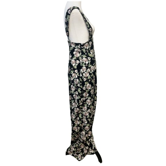 Unique Vintage Floral Wide Leg Jumpsuit Suspender Overalls Boho Pockets Small - Picture 8 of 13